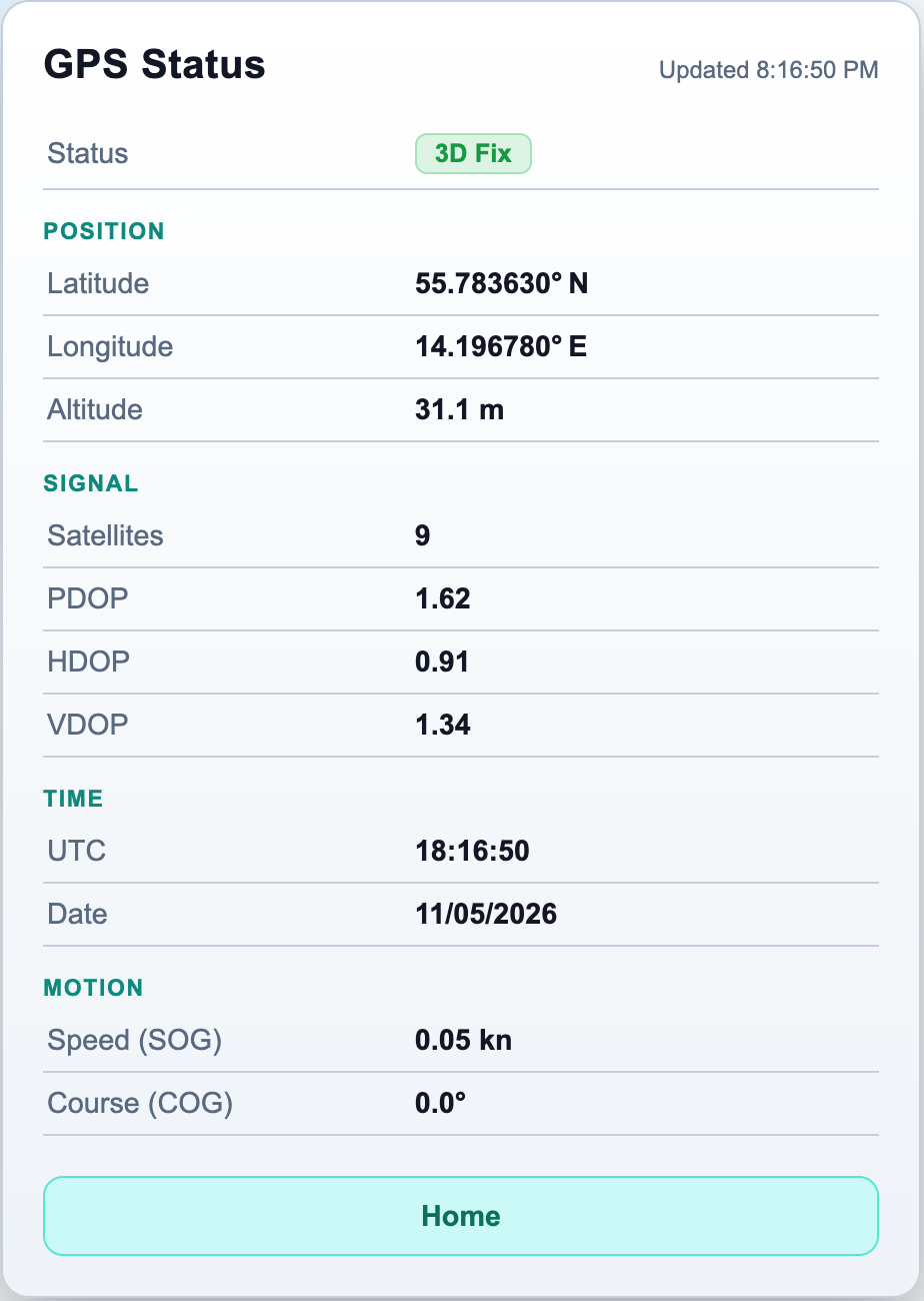 GPS page screenshot