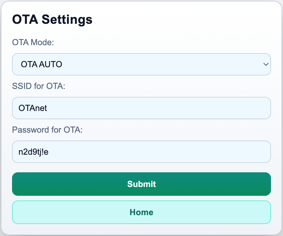 OTA settings page screenshot